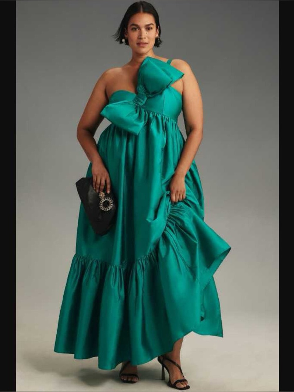 Anthropologie x Atsu Sally Bow Midi Dress - Emerald Green Size L (NWOT)